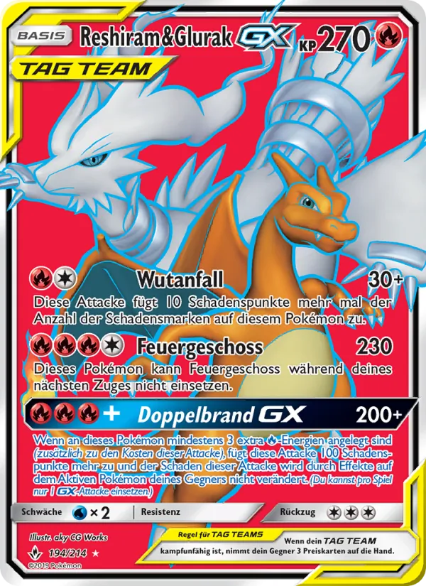 Reshiram & Glurak GX, Kräfte im Einklang 194