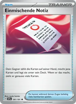 Einmischende Notiz, Stürmische Funken 181