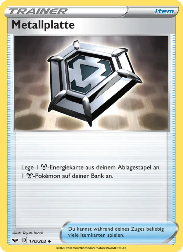 Metallplatte, Schwert & Schild 170