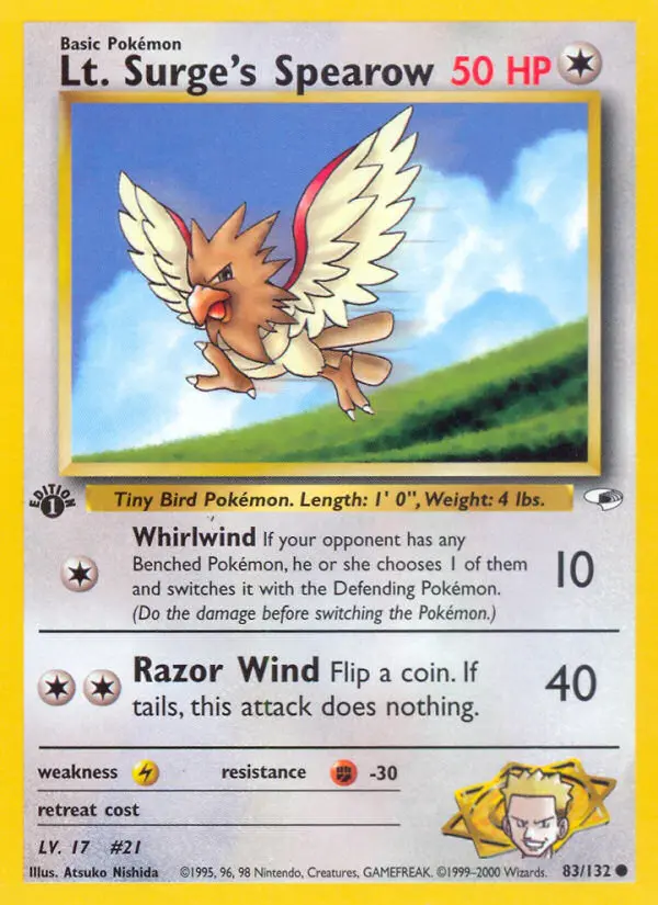 Lt. Surge's Spearow, Gym Heroes 83