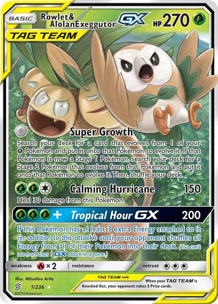 Rowlet & Alolan Exeggutor GX, Unified Minds 1