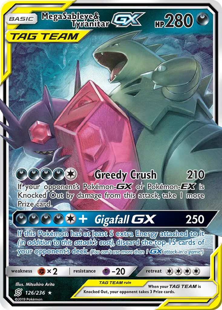 Mega Sableye & Tyranitar GX, Unified Minds 126