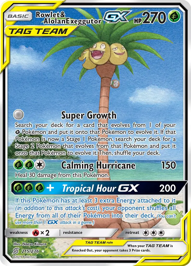 Rowlet & Alolan Exeggutor GX, Unified Minds 215