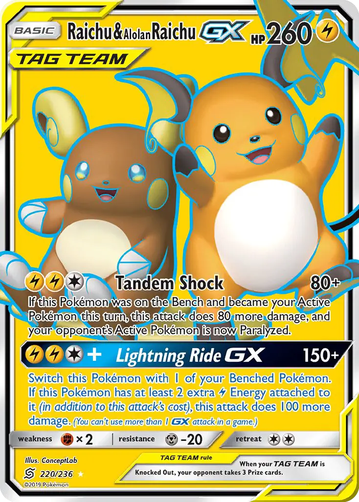 Raichu & Alolan Raichu GX, Unified Minds 220