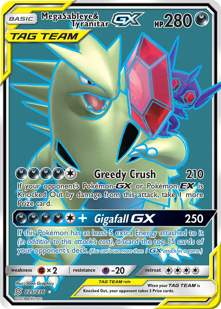 Mega Sableye & Tyranitar GX, Unified Minds 225