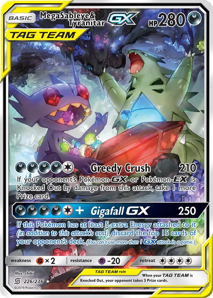 Mega Sableye & Tyranitar GX, Unified Minds 226