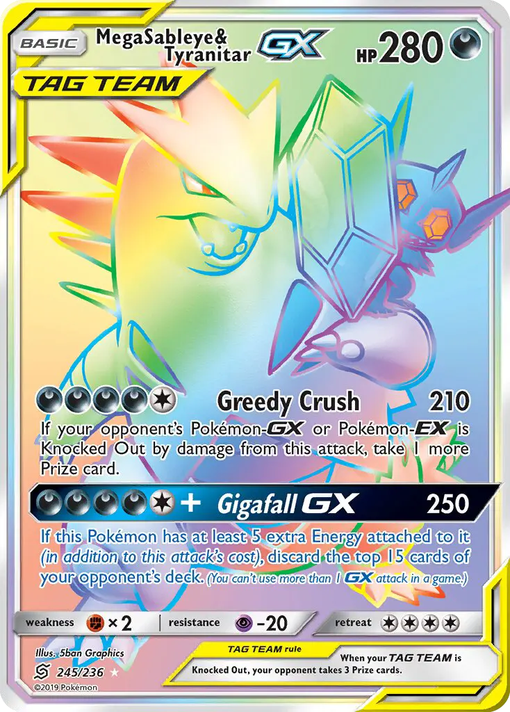 Mega Sableye & Tyranitar GX, Unified Minds 245