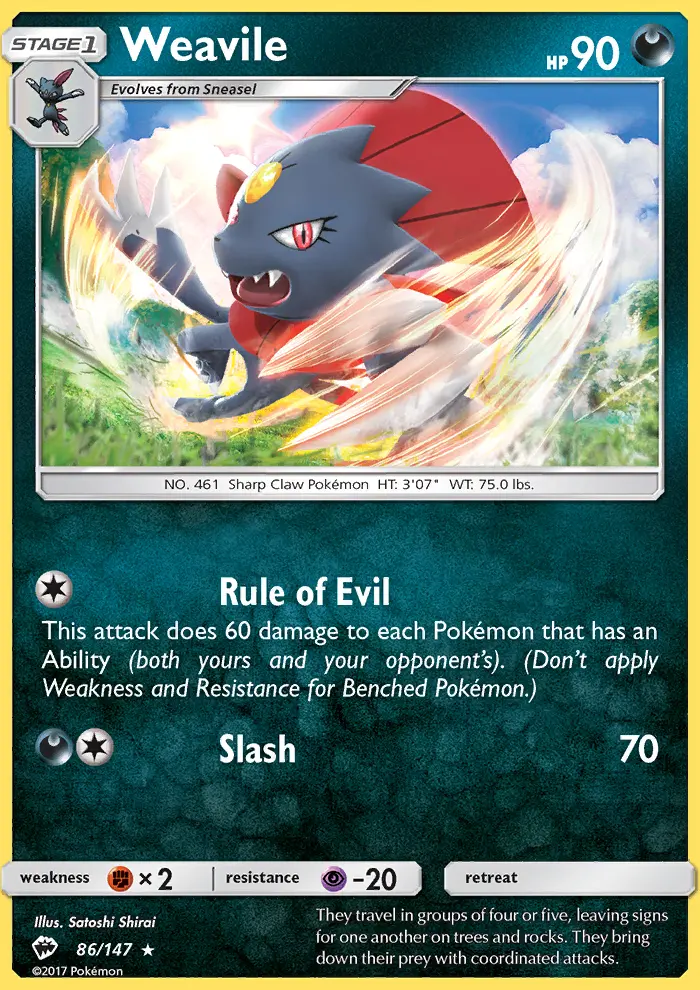 Weavile, Burning Shadows 86