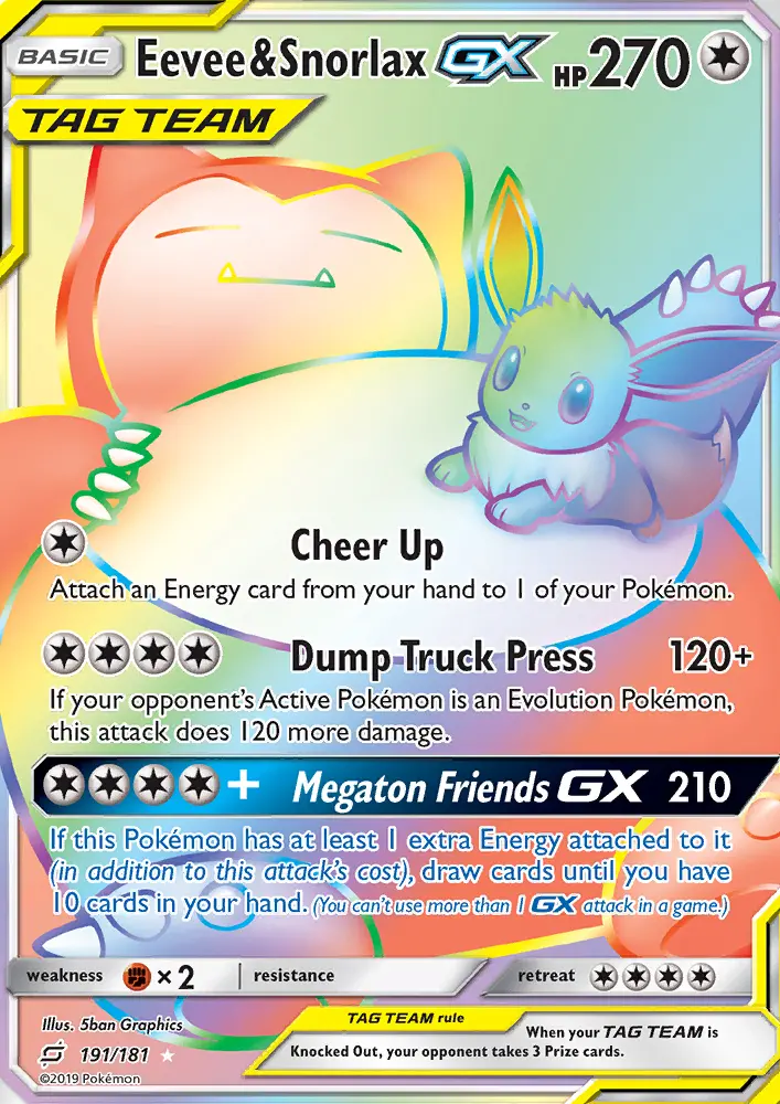 Eevee & Snorlax GX, Team Up 191