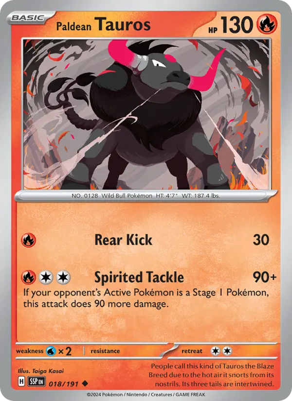 Paldean Tauros, Surging Sparks 018