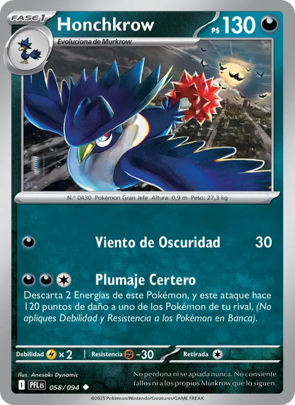 Honchkrow, Fuegos Fantasmales 058