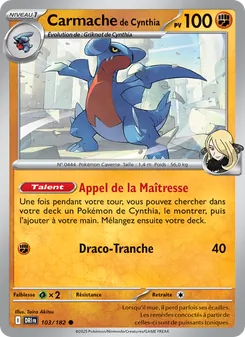 Carmache de Cynthia, Rivalités Destinées 103